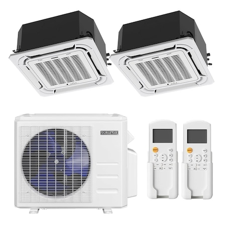 Durastar 17000 BTU Cooling / 18000 BTU Heating Dual Zone Mini Split Package with Ceiling Cassette Evaporators DUR2H18C1212